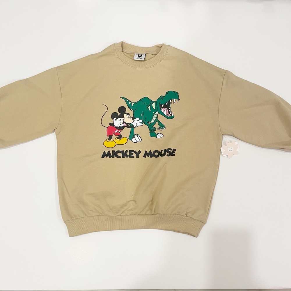 NEW Disney Mickey Dinosaur Crew Sweatshirt Sweater Top